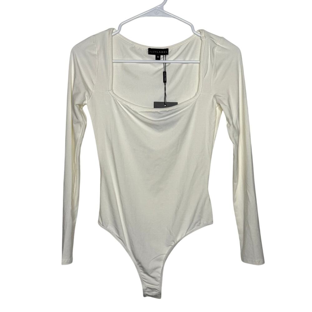 NEW Long Sleeve Bodysuit Ivory JLUXLABEL Stretch Size M - Picture 11 of 16